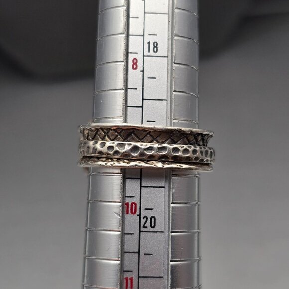 Sterling Silver Cultivated Mabe 14.8mm Pearl Ring Size 9.5 Textured Fidget 11g - Picture 9 of 11